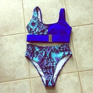 Electric blue snakeskin swimsuit